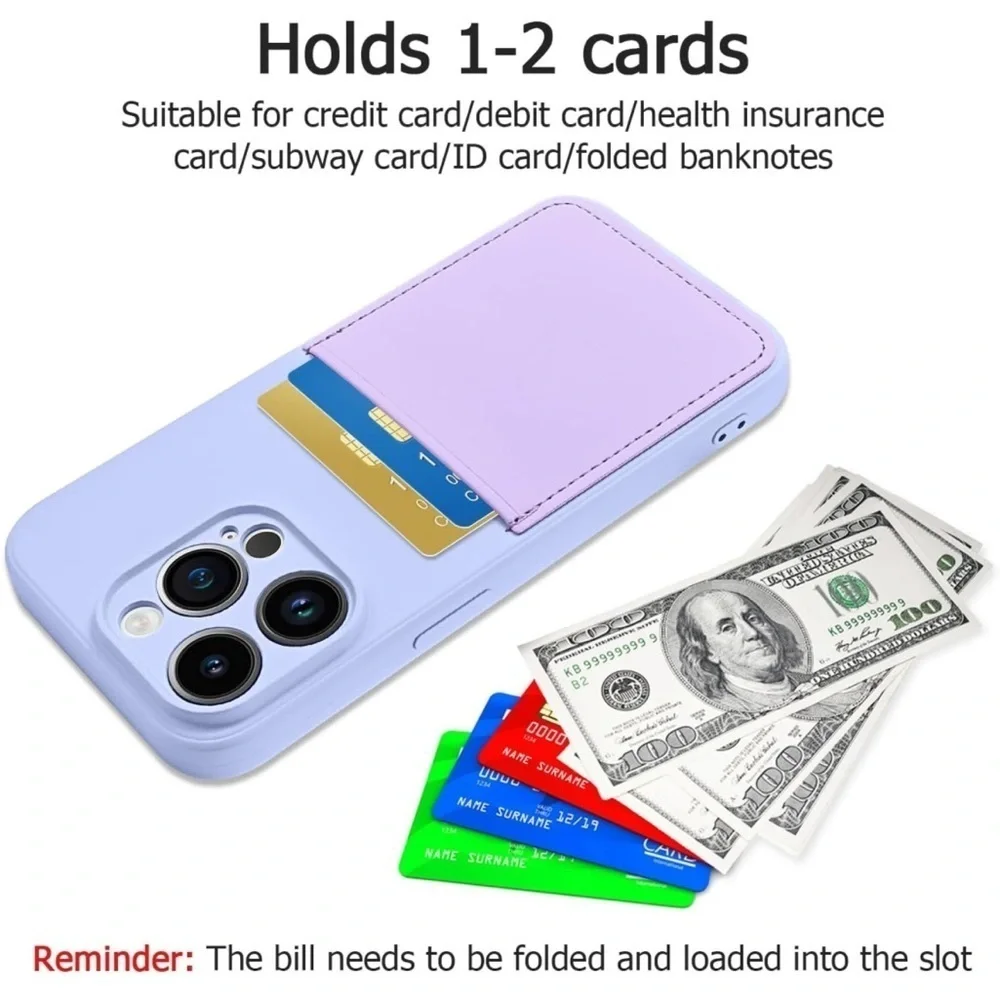 iPhone 14 Pro Case with Card Holder Soft Liquid Silicone Credit Card Slot,purple